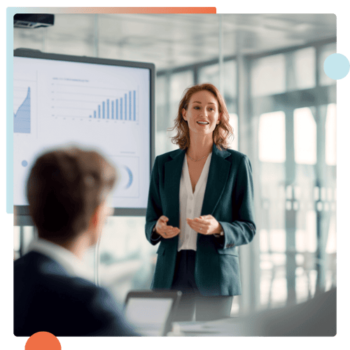 Team member discussing business plan